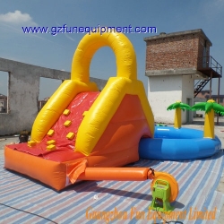 Kids inflatable slide with water pool