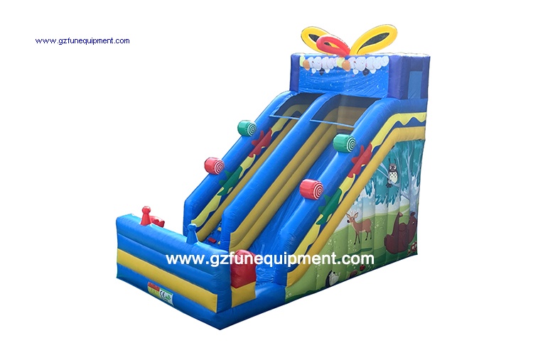 Giant blue Inflatable forest theme slide inflatable animal slide for sale