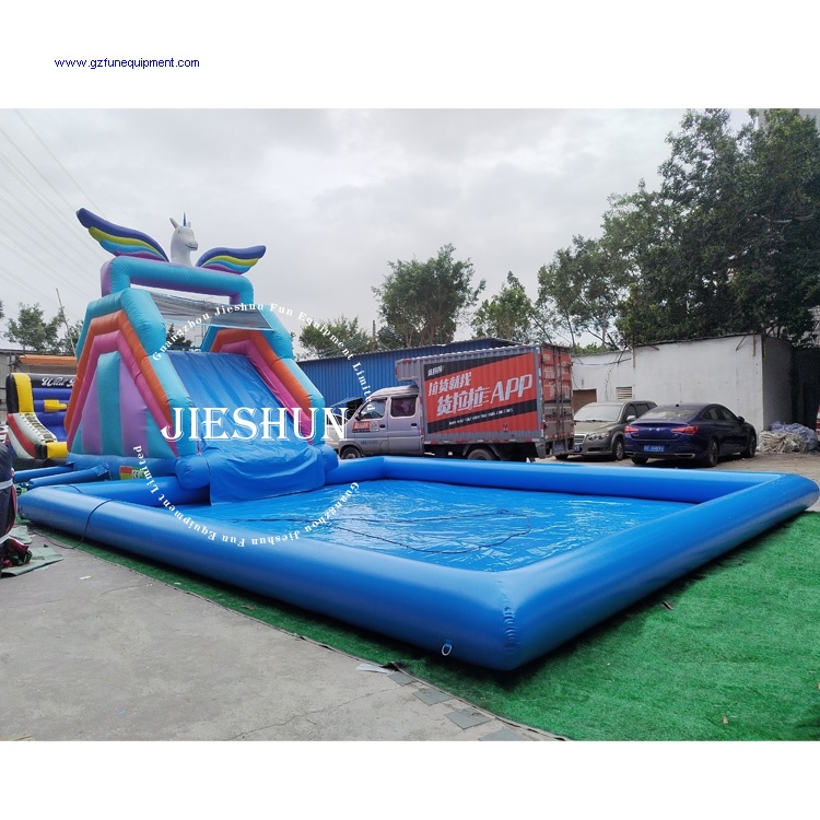 Funny Unicorn inflatable slide with EN14960 Test report factory prcie