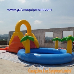 Kids inflatable slide with water pool