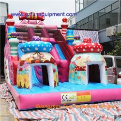 Pink Mega inflatable slide candy bounce slide