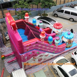 Pink Mega inflatable slide candy bounce slide