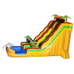 2021 new style hot selling yellow dolphin toboggan inflatable water slide for kids