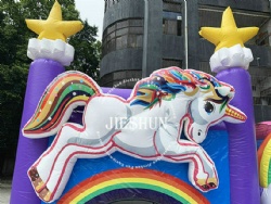Colorful white unicorn inflatable bed jumpers