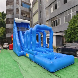 blue inflatable slides