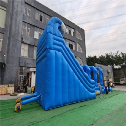 blue inflatable slides